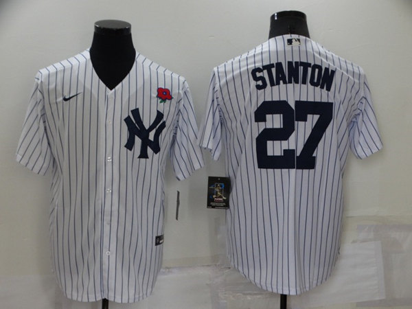 Men's New York Yankees #27 Giancarlo Stanton White Cool Base Stitched Baseball Jersey - Click Image to Close